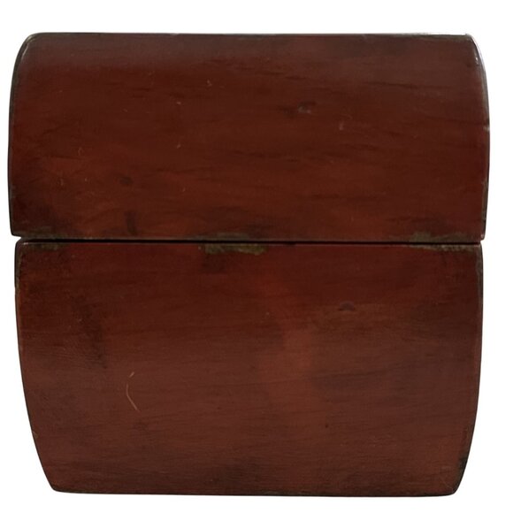 Pottery Barn Trinket Storage Box Antiqued Lacquered Red Wood with Damaged Lock - Picture 2 of 8